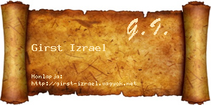 Girst Izrael névjegykártya